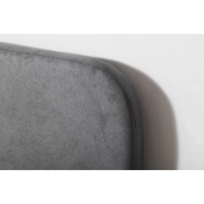 Nolan King Bed in Hailstorm with 2 Miah Bedside Table in White - 8 - Grey upholstered sofa, soft fabric texture, minimalist