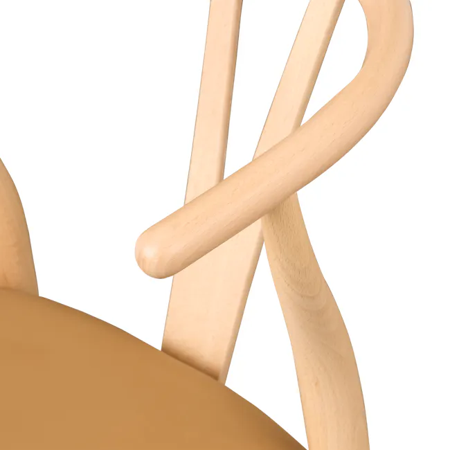Caine Chair - Oak, Tan (Faux Leather) - 8