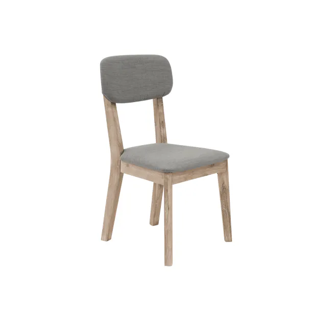 Leland Dining Chair - 1 - Grey upholstered chair, wooden frame, minimalist design, modern style, contemporary furniture