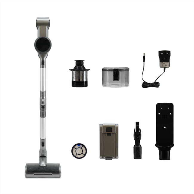 NNIO Cordless Stick Vacuum (N6830SVC) - 5 - Vacuum cleaner, upright vacuum, metal handle, black nozzle, transparent