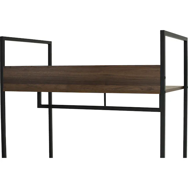 Capri Open Wardrobe with 3 Shelves - 7 - Wooden desk with black metal frame, minimalist design, modern aesthetic, sleek