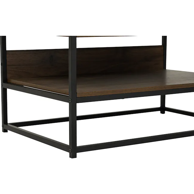 Capri Open Wardrobe with 3 Shelves - 12 - Modern minimalist shelving unit, dark wood finish, metal frame, open shelving
