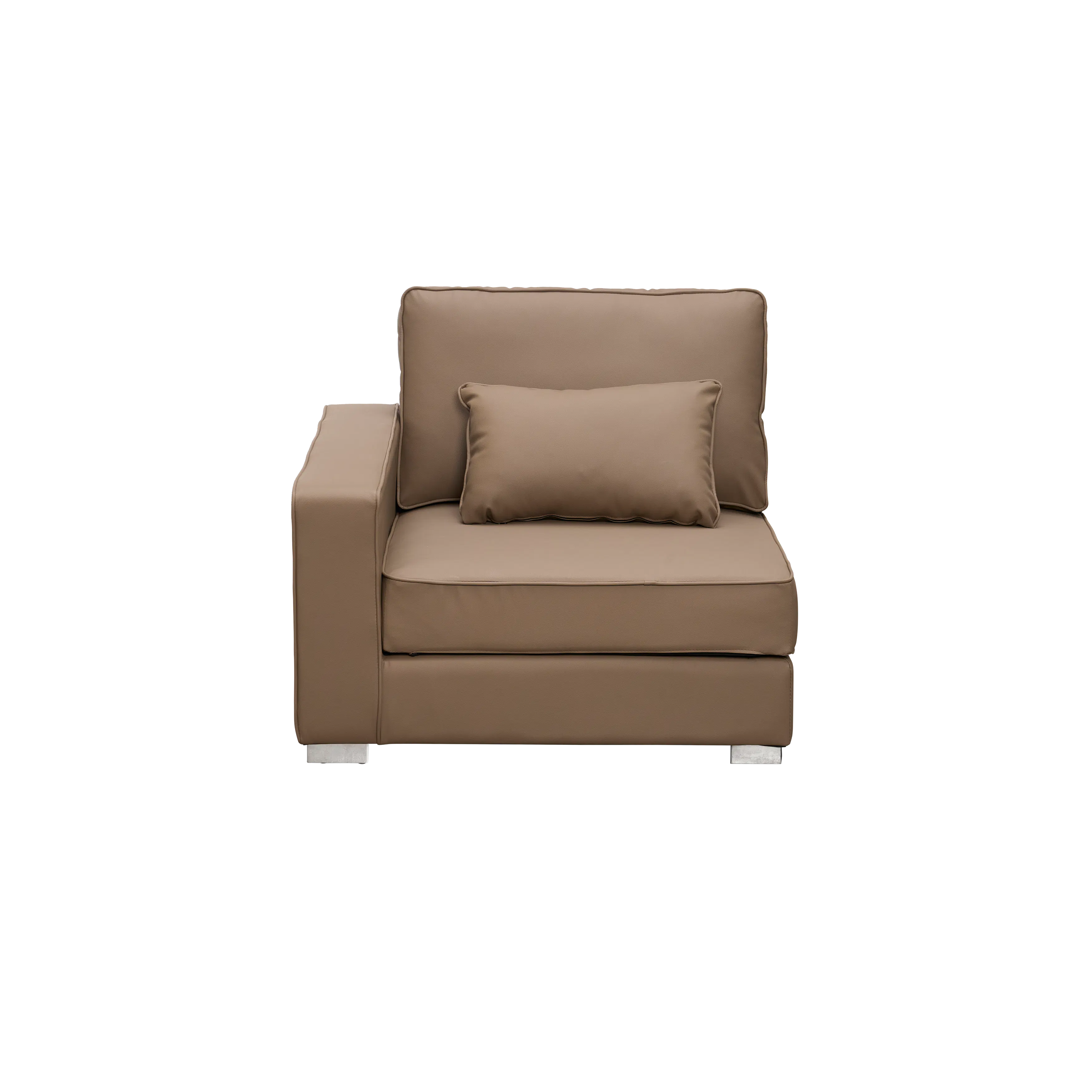 Paris 3 Seater Sofa with Ottoman - Brown (Faux Leather) - 26