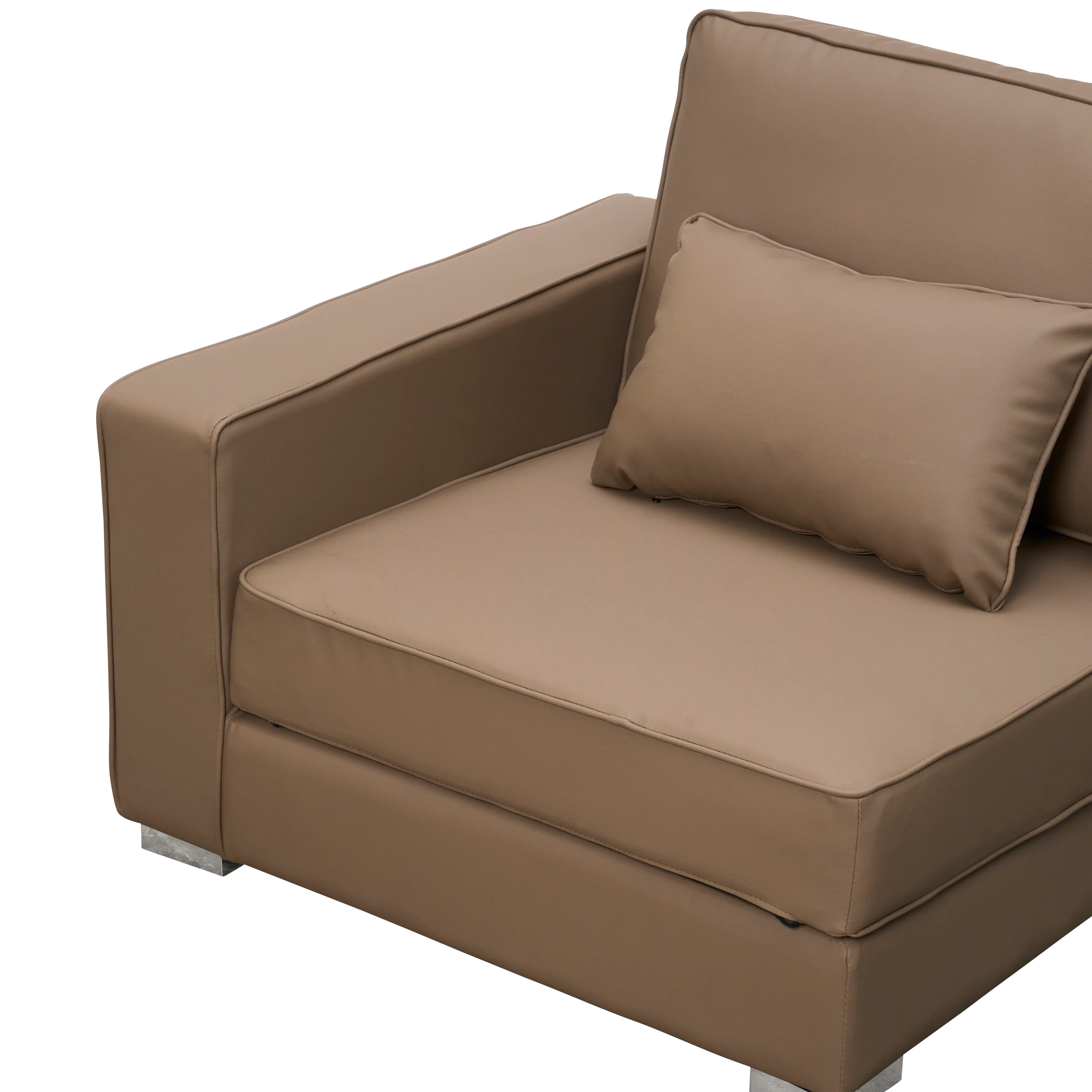 Paris 3 Seater Sofa with Ottoman - Brown (Faux Leather) - 27