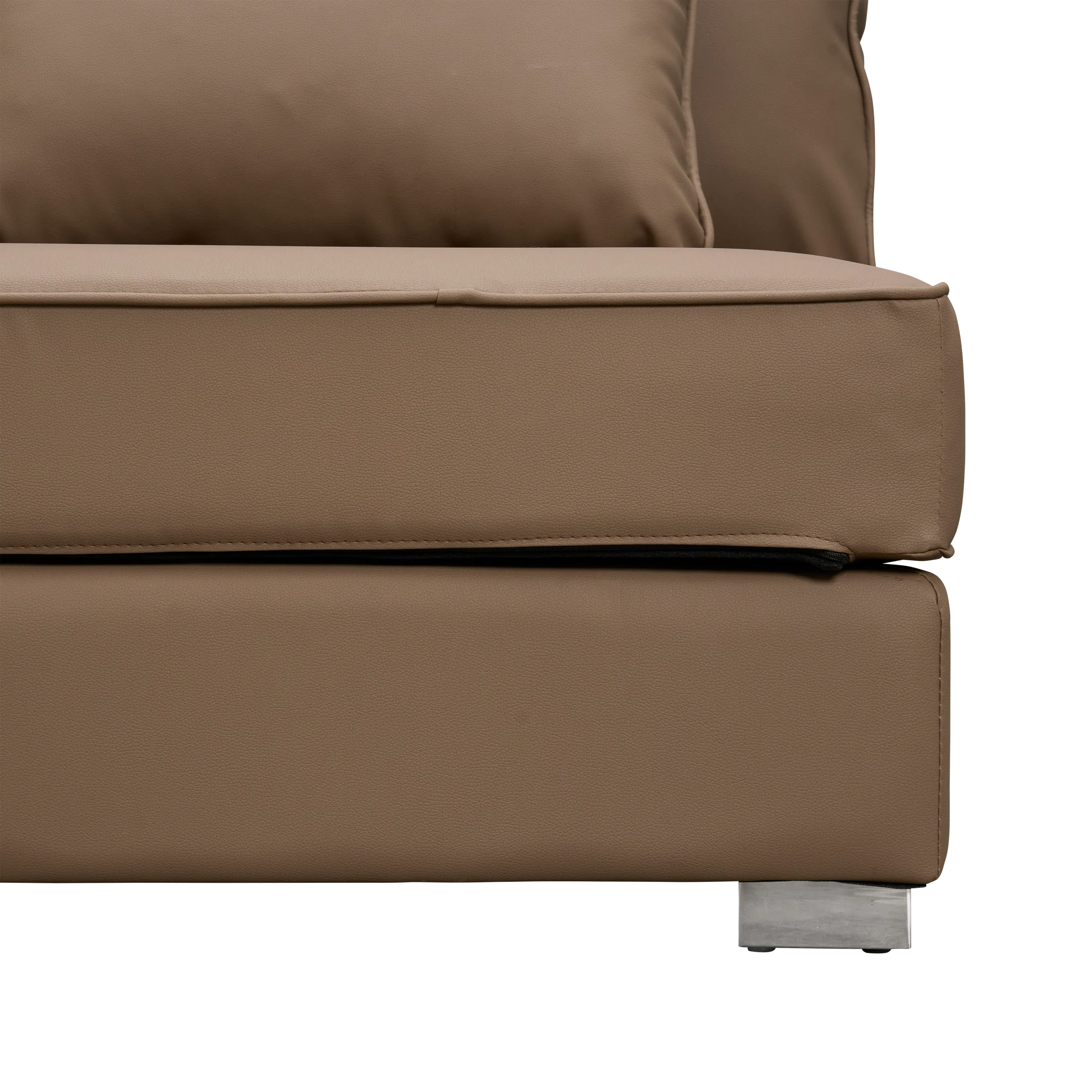Paris 3 Seater Sofa with Ottoman - Brown (Faux Leather) - 29