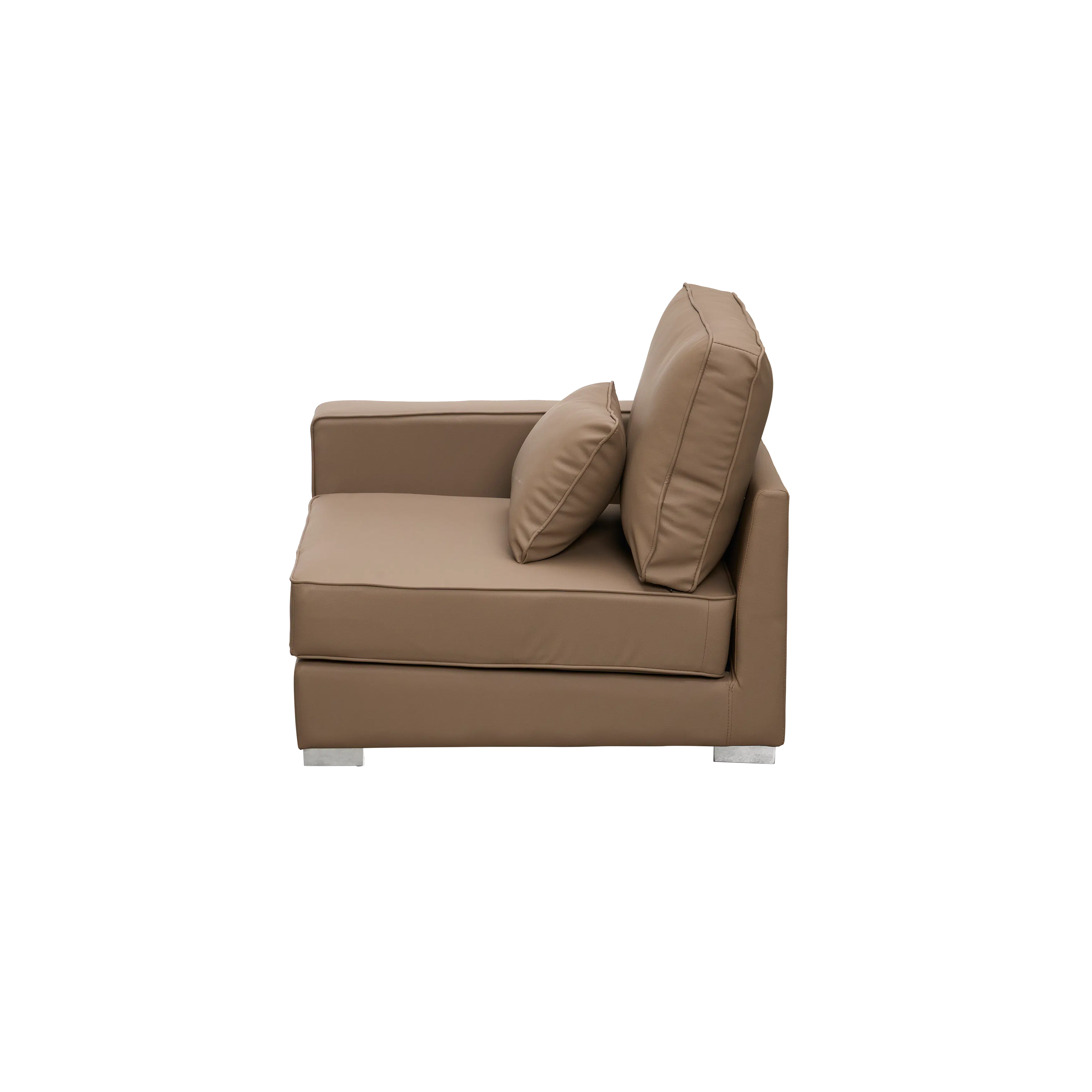 Paris 3 Seater Sofa with Ottoman - Brown (Faux Leather) - 30