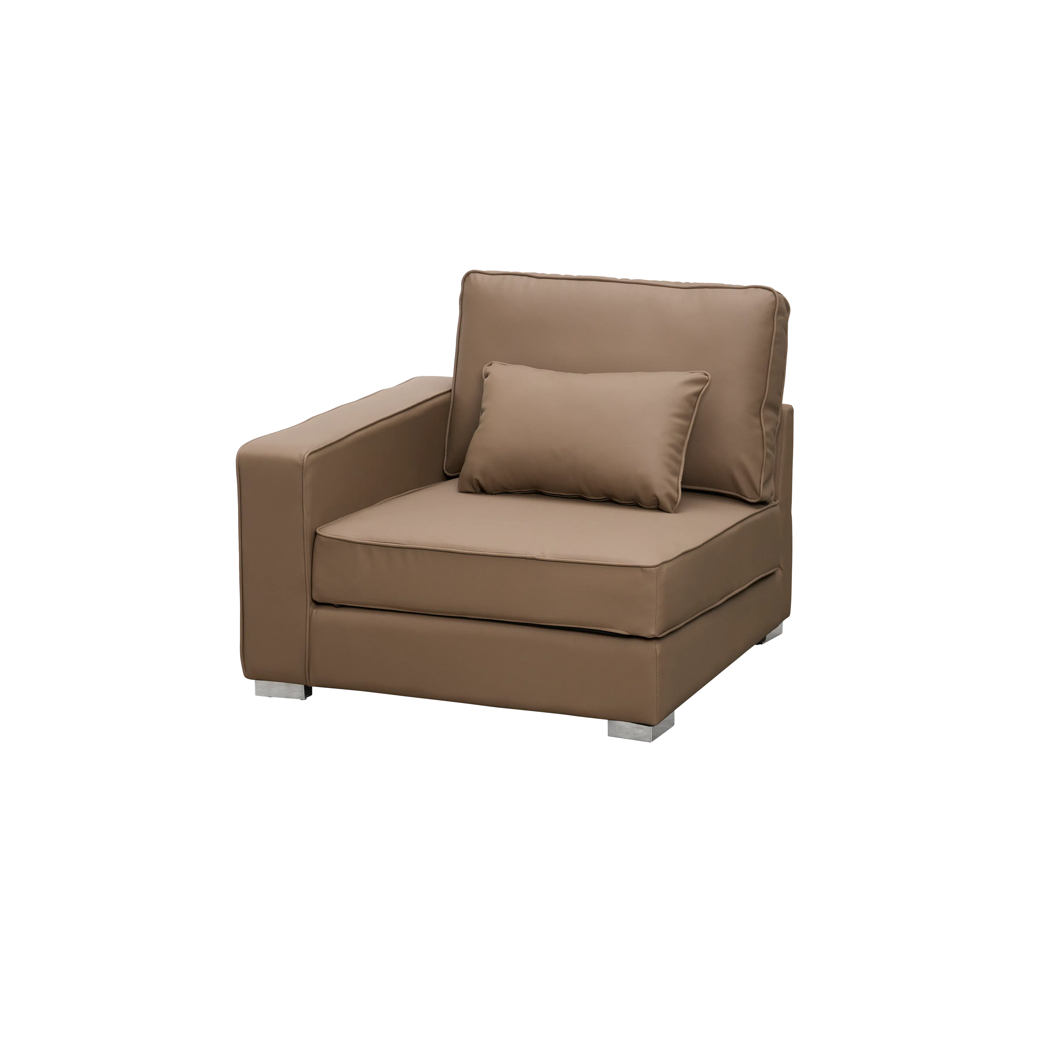 Paris 3 Seater Sofa with Ottoman - Brown (Faux Leather) - 32