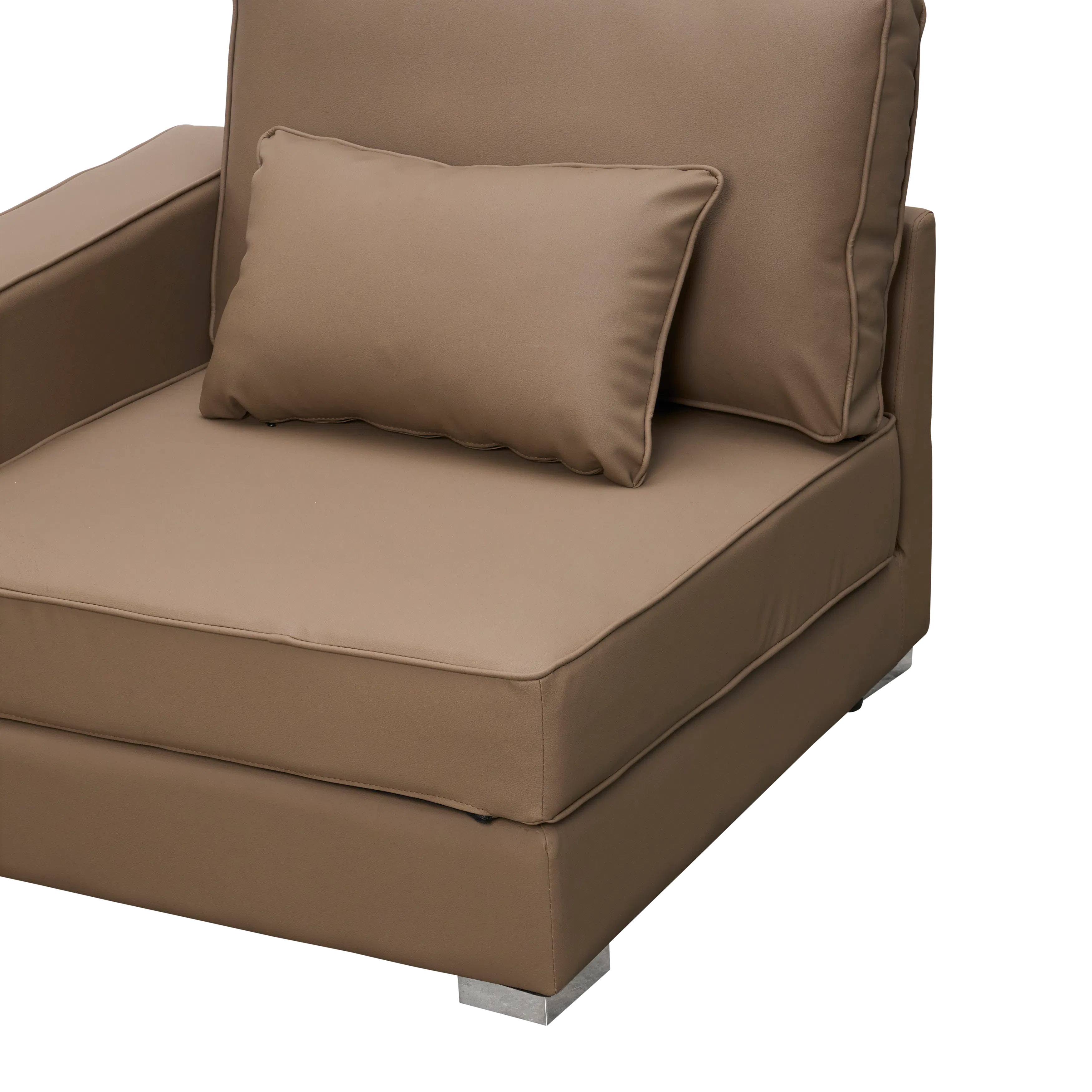 Paris 3 Seater Sofa with Ottoman - Brown (Faux Leather) - 33