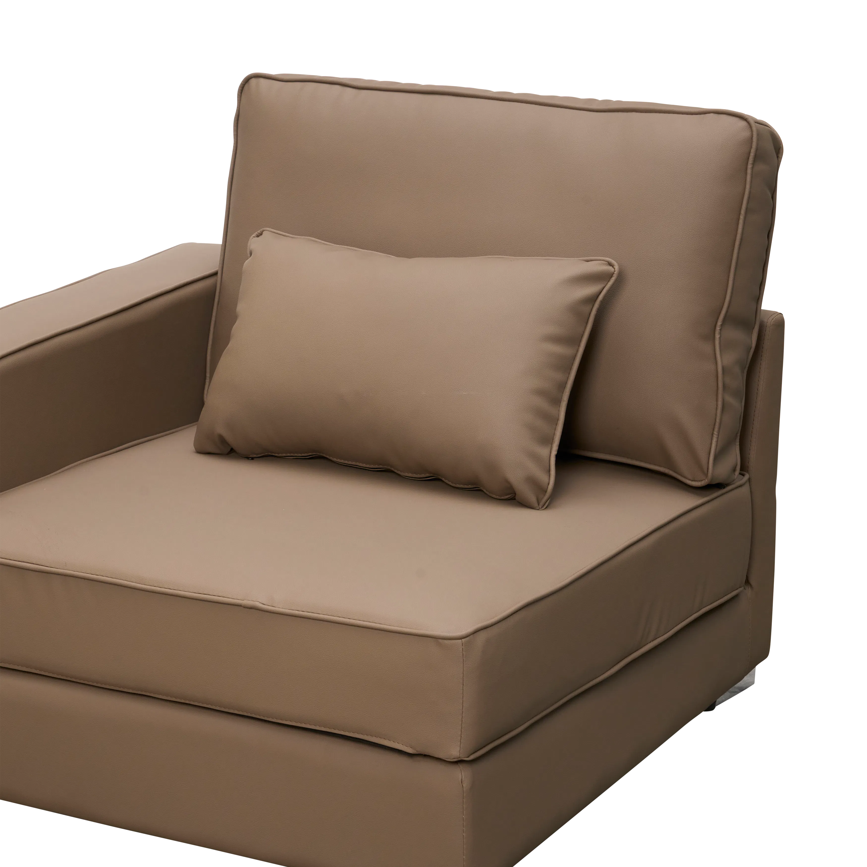 Paris 3 Seater Sofa with Ottoman - Brown (Faux Leather) - 35