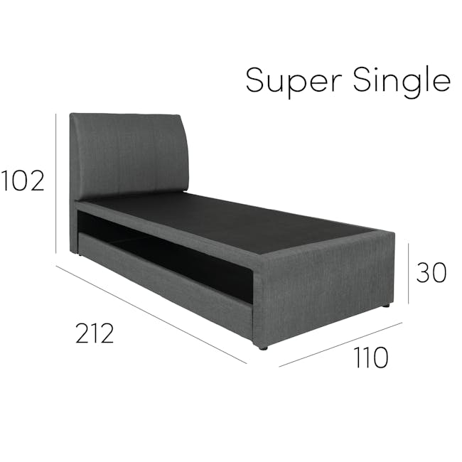 ESSENTIALS Super Single Trundle Bed - Smoke (Fabric) - 20