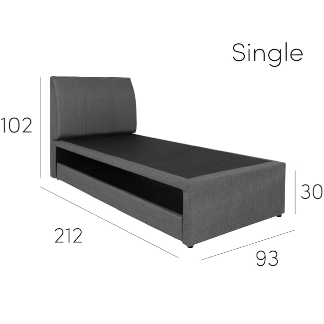 ESSENTIALS Super Single Trundle Bed - Smoke (Fabric) - 21