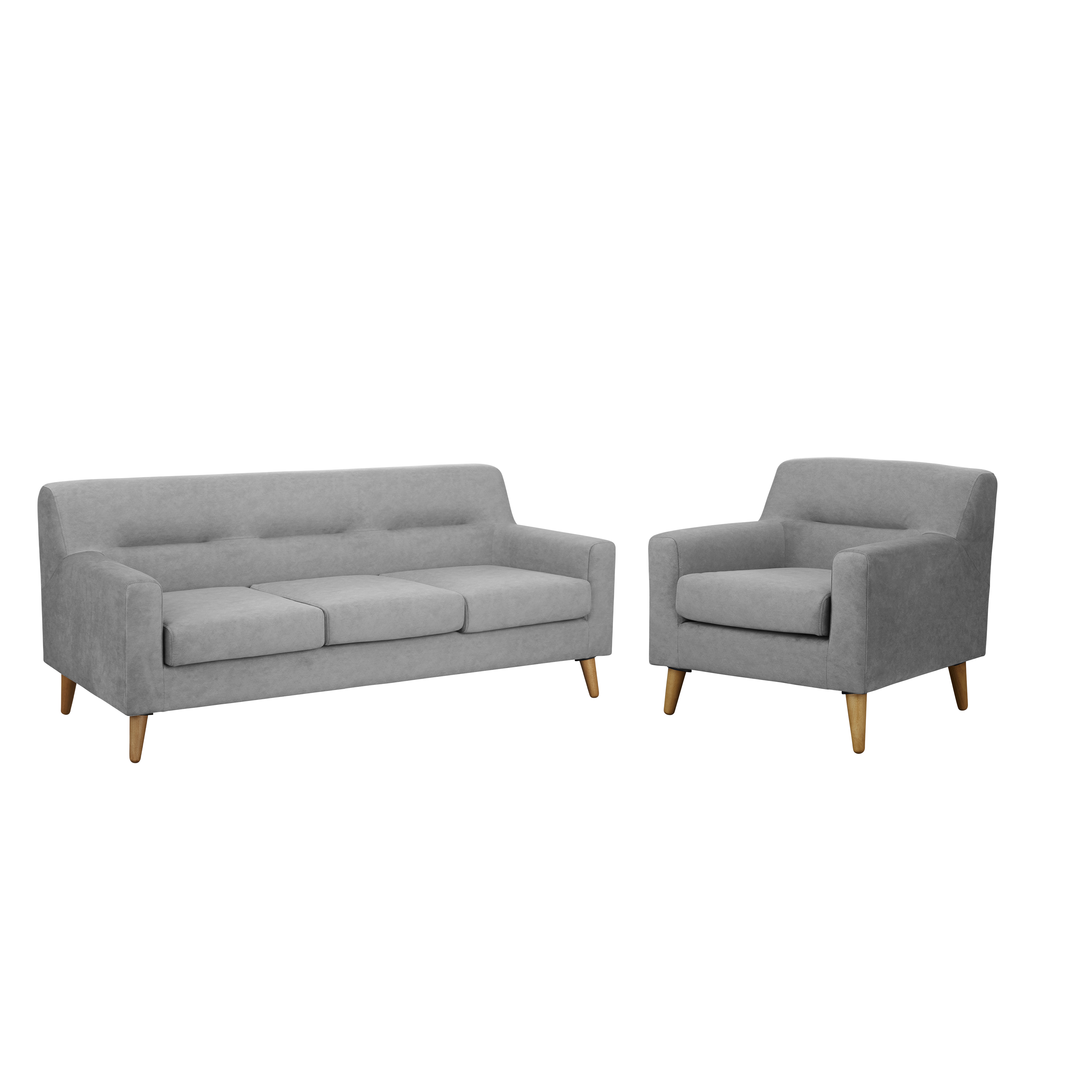Damien 3 Seater Sofa with Damien Armchair - Grey (Scratch Resistant Fabric) - Image 1
