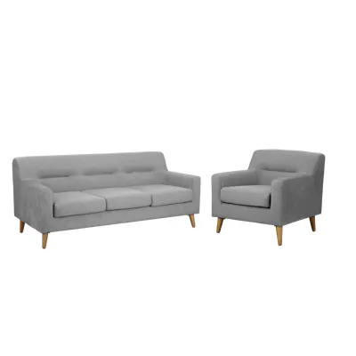 Damien 3 Seater Sofa with Damien Armchair - Grey (Scratch Resistant Fabric) - Image 1