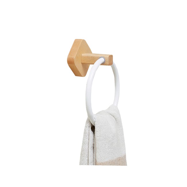 Zelle Face Towel Ring - Natural, White - 0