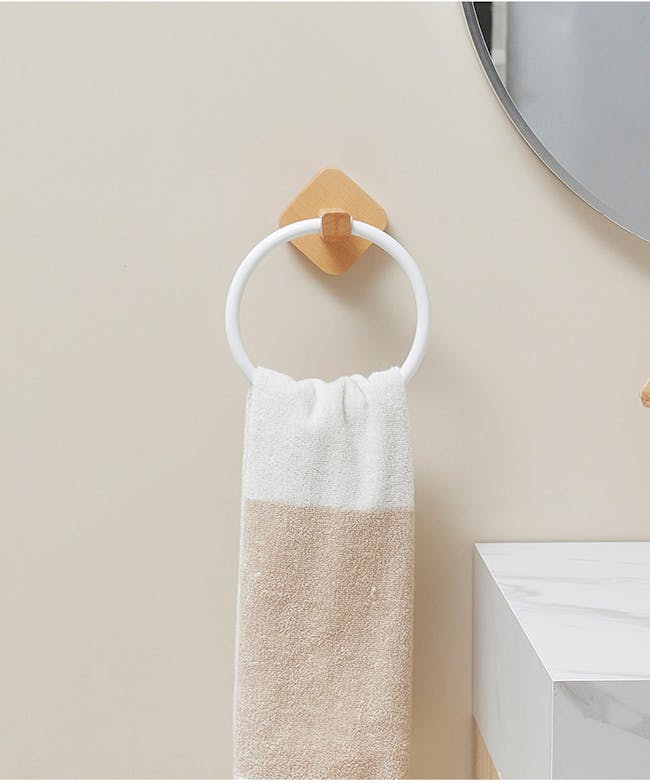 Zelle Face Towel Ring - Natural, White - 2