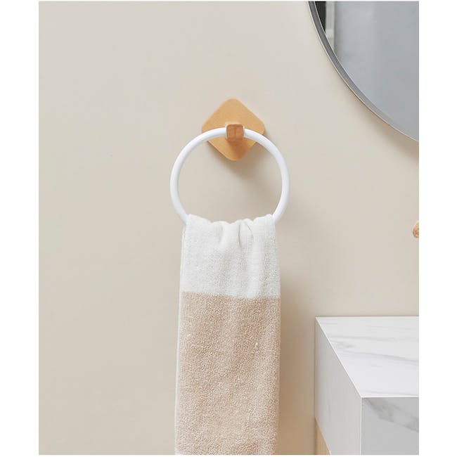 Zelle Face Towel Ring - Natural, White - 2