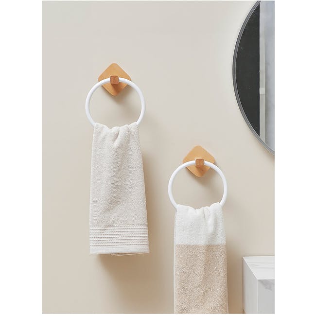Zelle Face Towel Ring - Natural, White (Set of 2) - 1