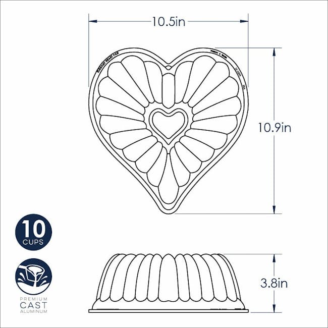 Nordic Ware Cast Aluminium Elegant Heart Bundt Cake Pan - 4