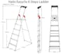 Hailo Aluminium 6 Step Ladder (2 Step Sizes) - 8cm Wide Step Ladder - 2