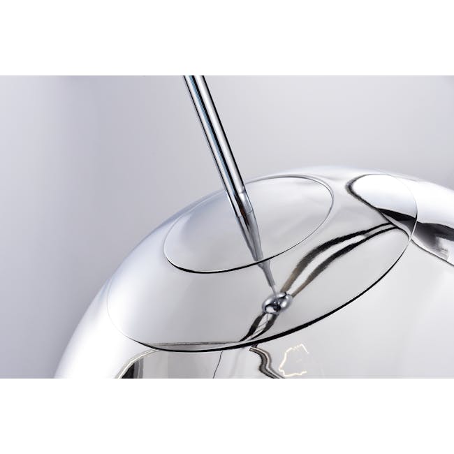 Enoch Pendant Lamp - Chrome - 3 - Silver metallic surface, reflective, sleek design, smooth curves, glossy finish, abstract