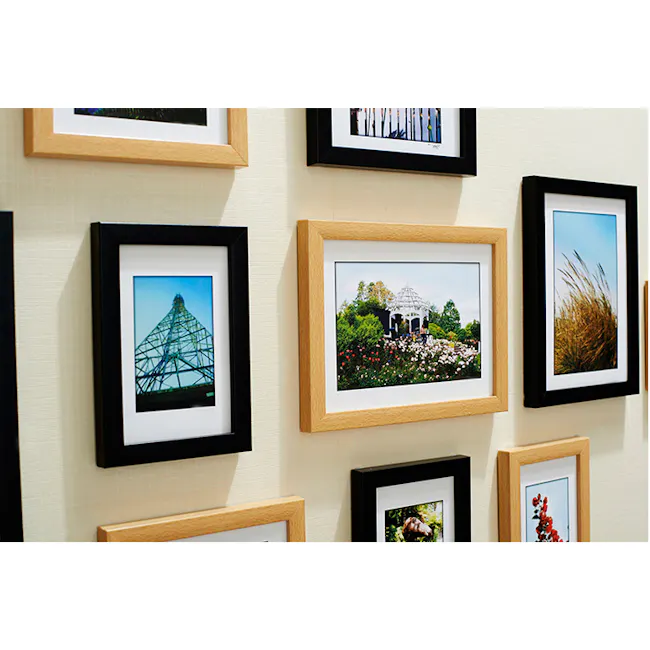 A1 Size Wooden Frame - Black - 5 - Elegant garden scene framed in black and white, Tower structure in blue sky framed in