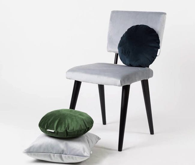 Mona Round Velvet Cushion - Dark Grey - 3