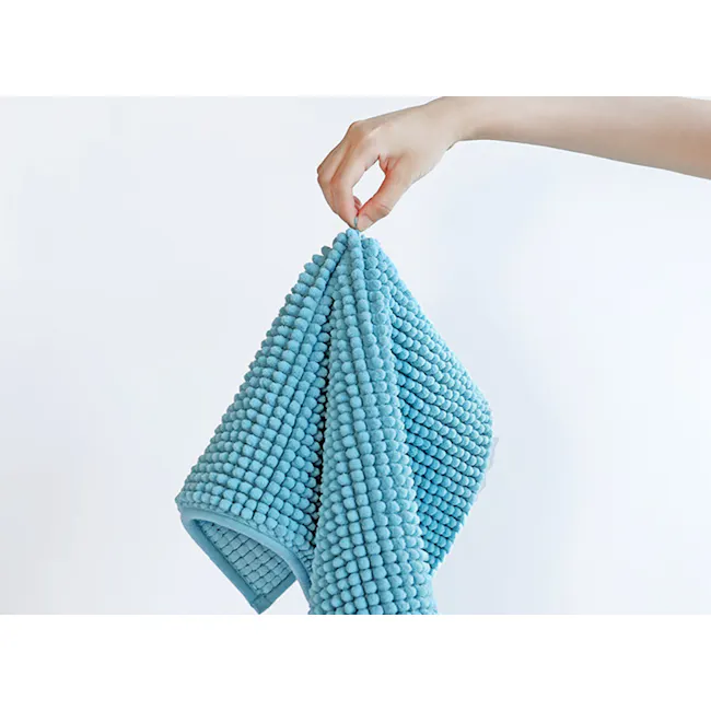 Cora Chenille Bath Mat - Mint Green - 5 - Soft, fluffy, blue, textured, bumpy, knitted, corduroy, woven, braided, bra