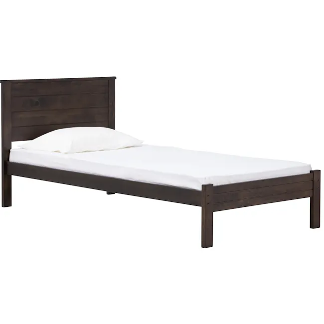 Barrett Single Trundle Bed - Dark Chestnut - 2 - Dark wood bed frame, white bedding, minimalist design, sturdy construction