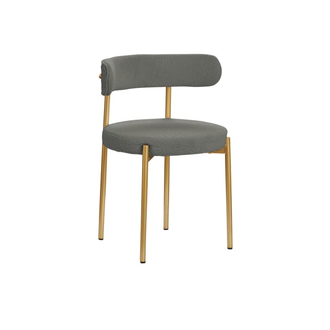 Aspen Dining Chair - Gold, Grey Boucle - 0