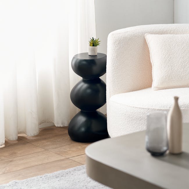 Stack Concrete Side Table - Black - 3 - White, minimalist, modern, cozy, soft, natural light, pastel, neutral, serene