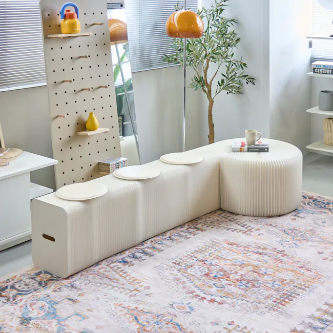 Athena 6 Seater Foldable Bench 3m - White - 7