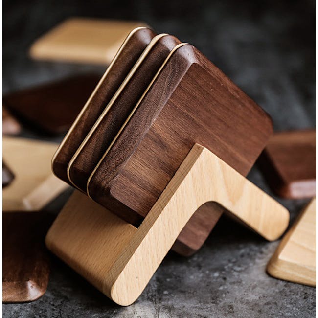 Fala Solid Wood Coaster (Set of 6) - Natural - 9