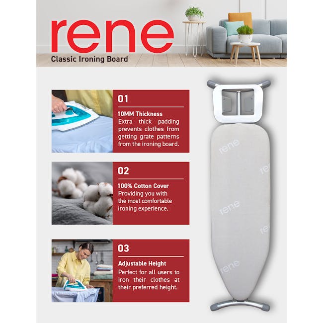 Rene Ironing Board Classic (3 Sizes) - Small: 95 x 32cm - 4