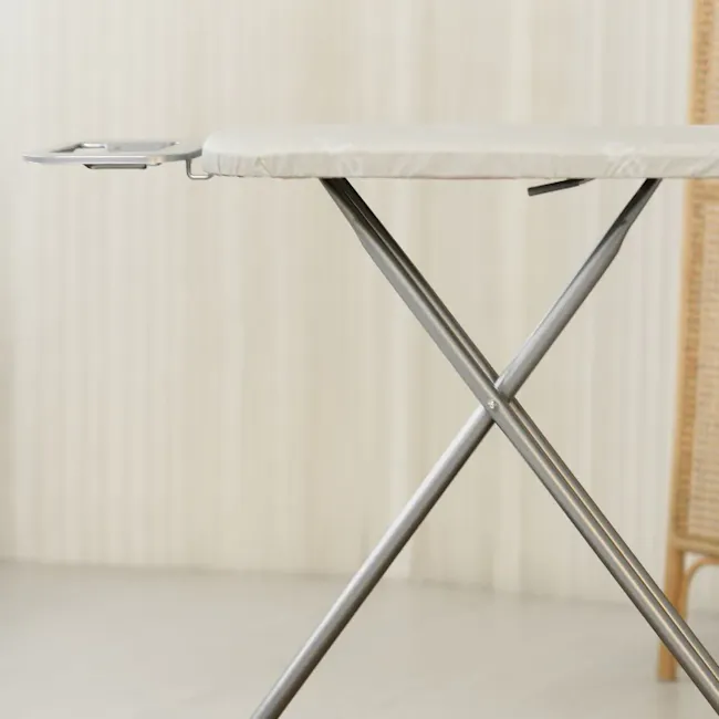 Rene Ironing Board Classic (3 Sizes) - Small: 95 x 32cm - 4 - Silver metal folding table, minimalist design, white fabric