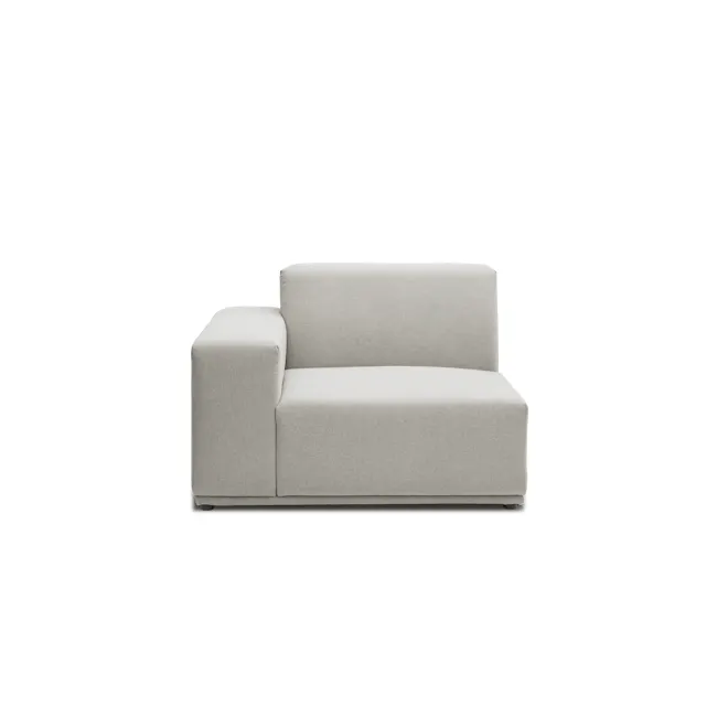 Milan Left Arm Unit - Ivory (Fabric) - 1 - Modern minimalist sofa, light gray fabric, sleek design, comfortable seating