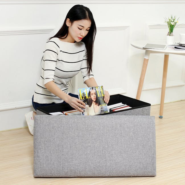 Domo Foldable Storage Bench Ottoman - Blue - 4