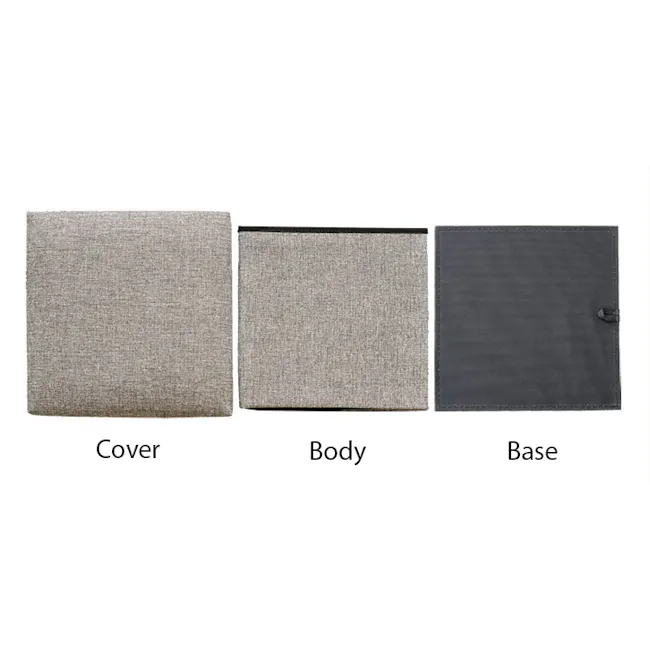 Domo Foldable Storage Cube Ottoman - Grey - 8 - Fabric-covered, minimalist design, Two-tone color scheme with gray and