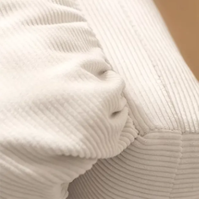 Jesse Sofa Bed - Cream Corduroy - 9 - White ribbed sweater, soft texture, ribbed design, knit fabric, cozy garment, layered