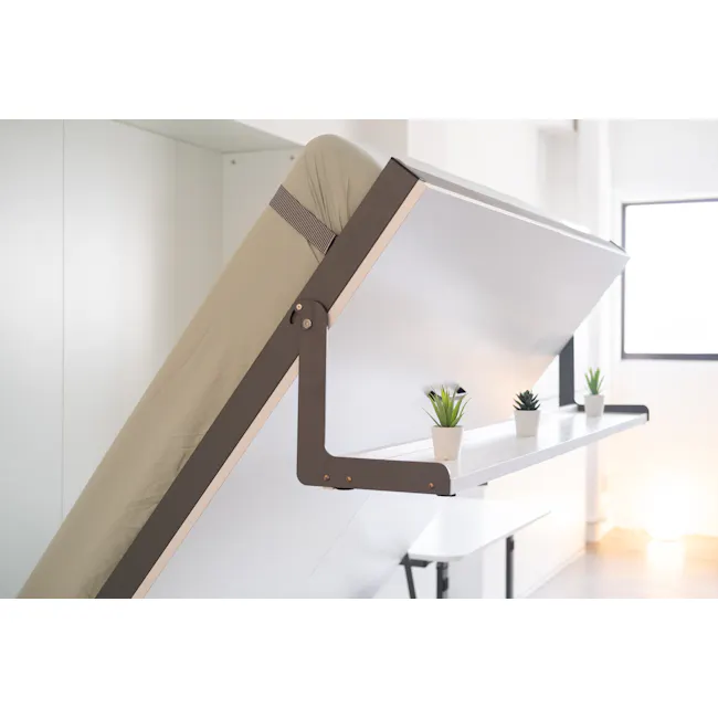 Llyod Super Single Vertical Wall Bed with Desk - White - 6 - modern loft bed with adjustable frame, minimalist interior