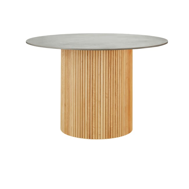 Arielle Round Dining Table 1.2m - Oak, Concrete Grey (Sintered Stone) - 5