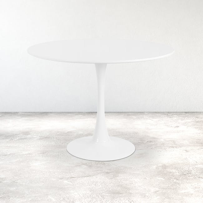 (As-is) Carmen Round Dining Table 1m - White - 21 - 10