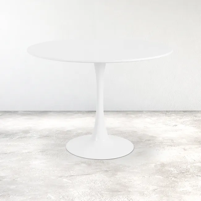 (As-is) Carmen Round Dining Table 1m - White - 25 - 13