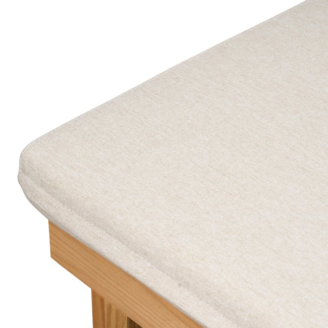 Reese 3 Seater Sofa Bed - Oak, Off White - 19 - Cream-colored textured surface, light wooden table leg, natural wood grain