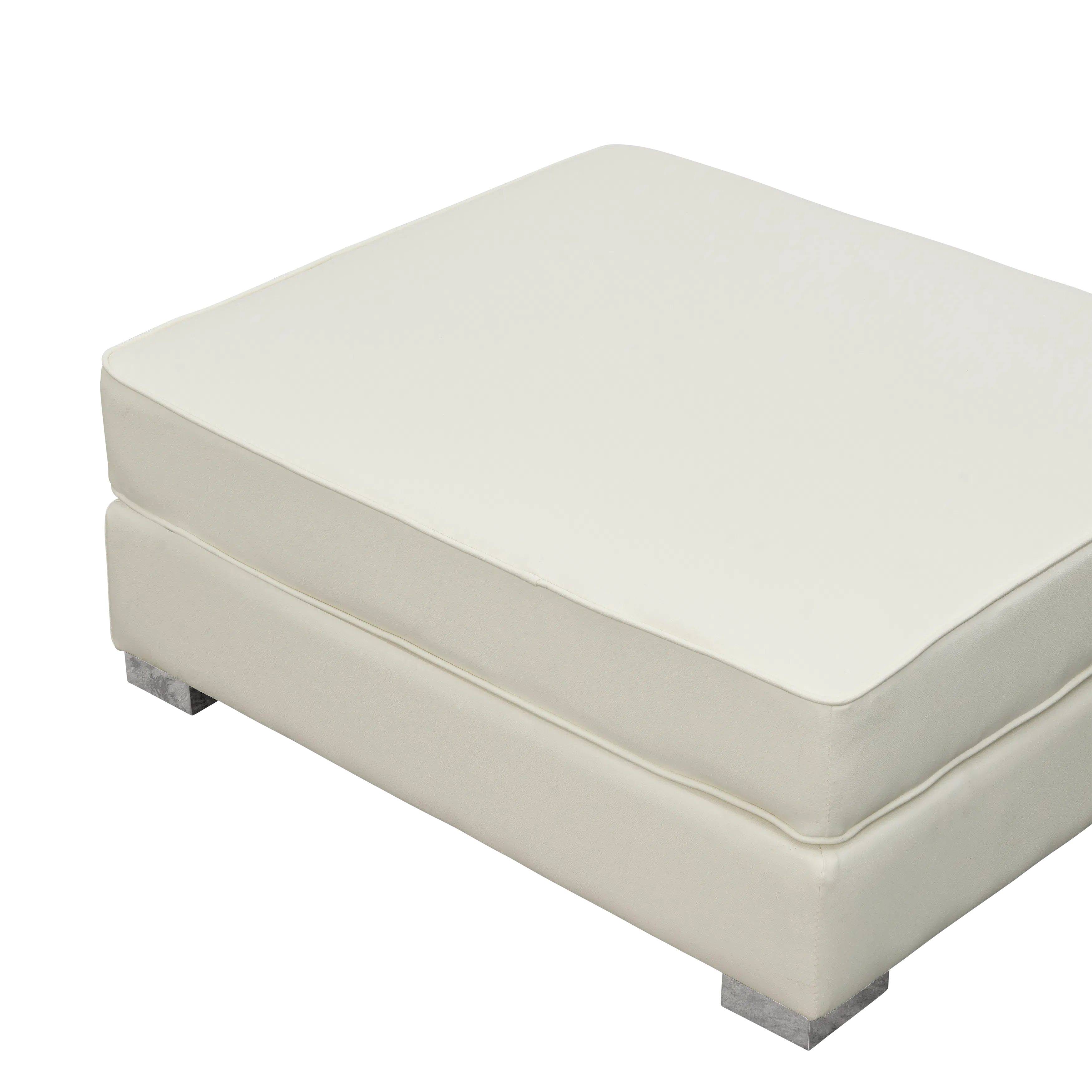 Paris 3 Seater Sofa with Ottoman - Ivory (Faux Leather) - 61