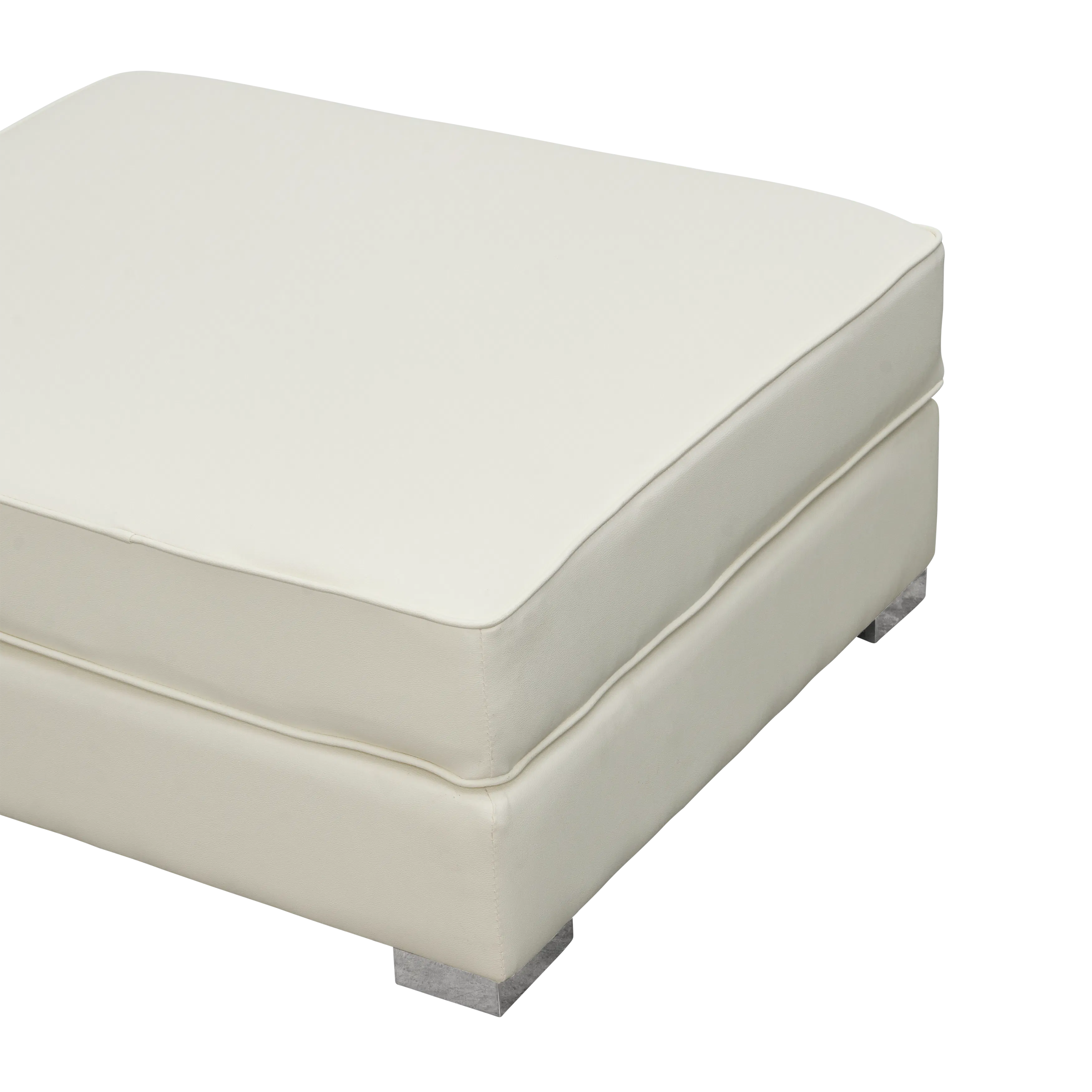 Paris 3 Seater Sofa with Ottoman - Ivory (Faux Leather) - 62