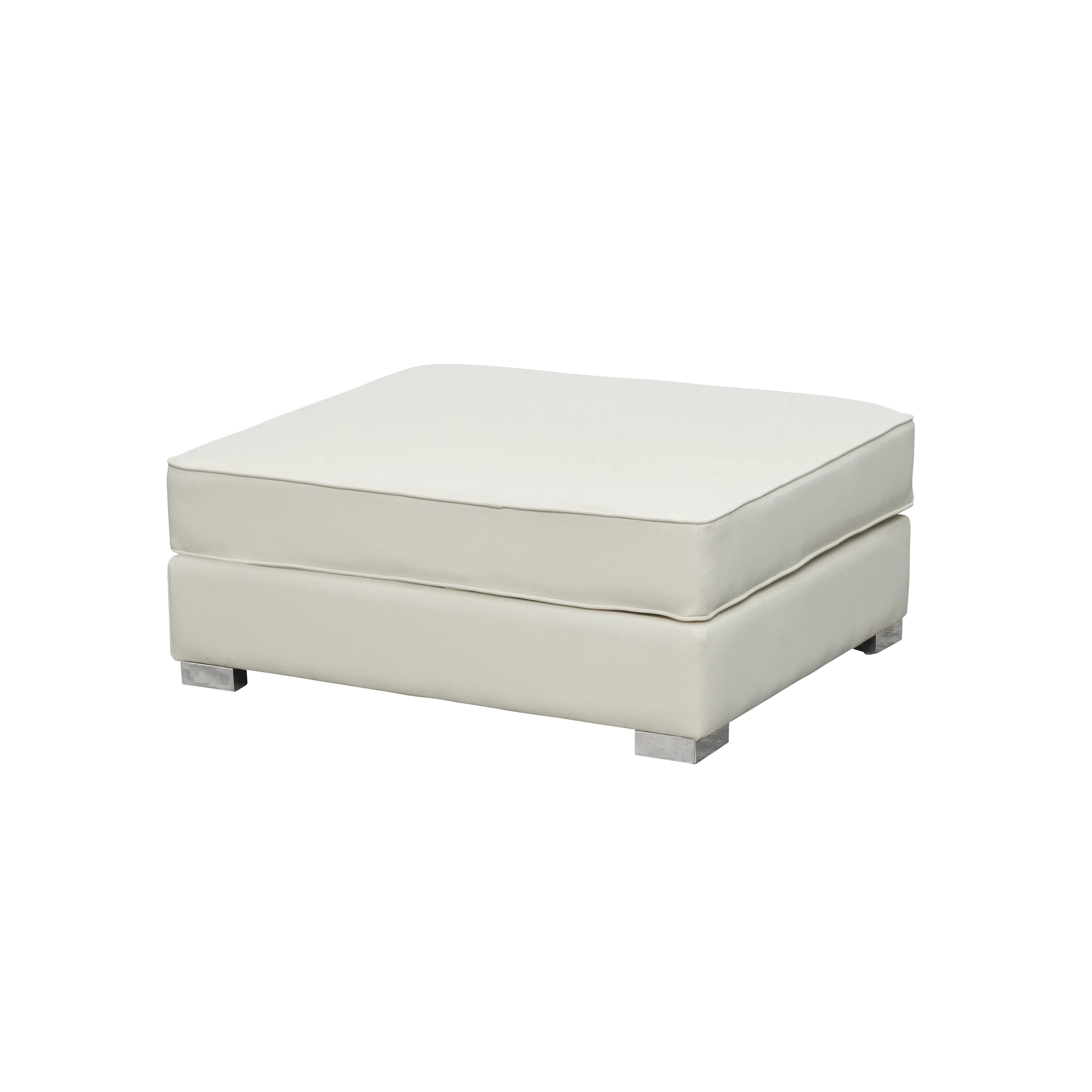 Paris Ottoman - Ivory (Faux Leather) - 19