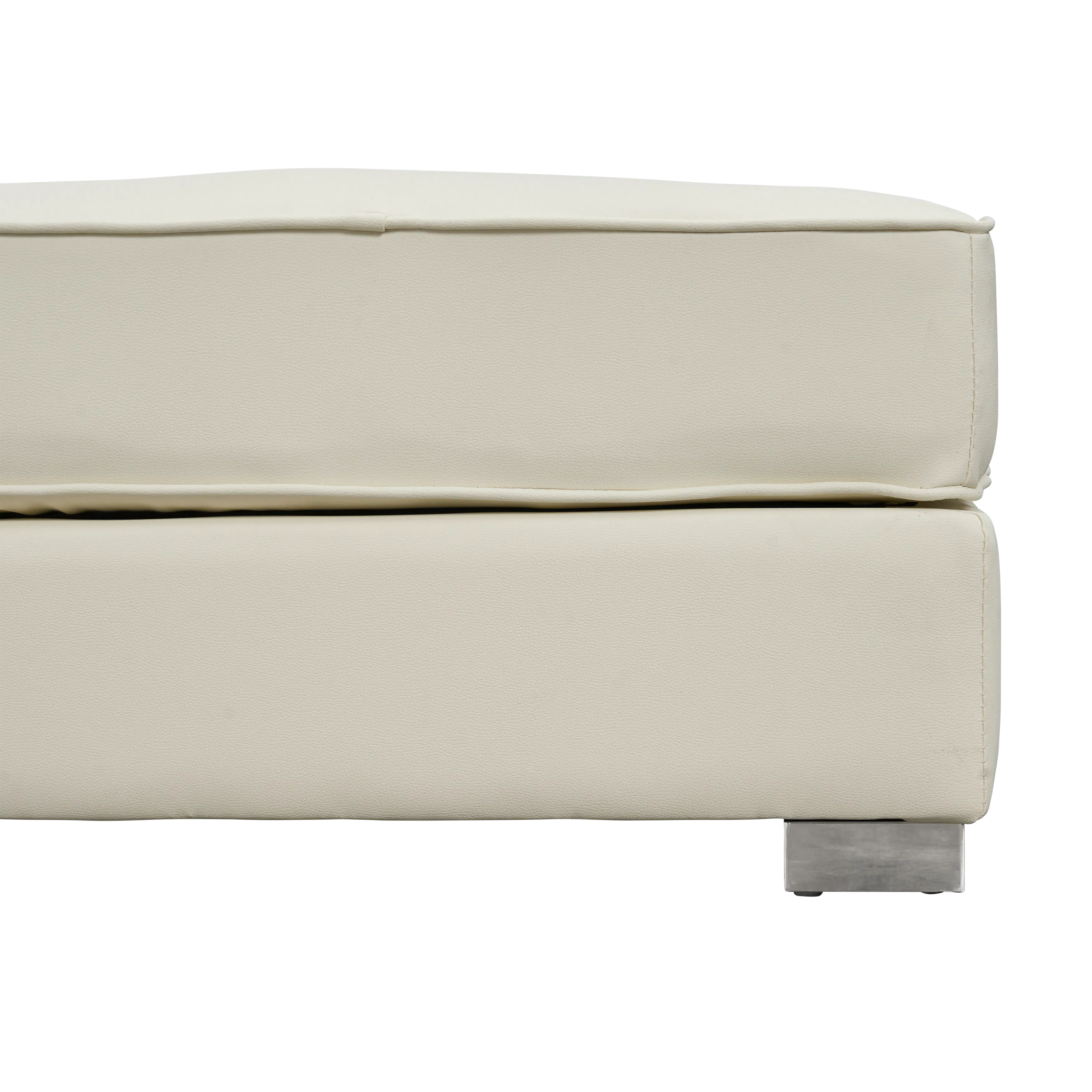 Paris Ottoman - Ivory (Faux Leather) - 17