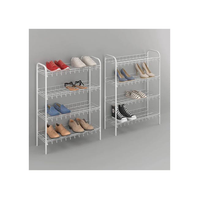 Metaltex 4 Tier Shoe Rack - White - 3 - Shoe rack, white metal rack, organized shoes, multi-tiered shoe rack, shoe storage