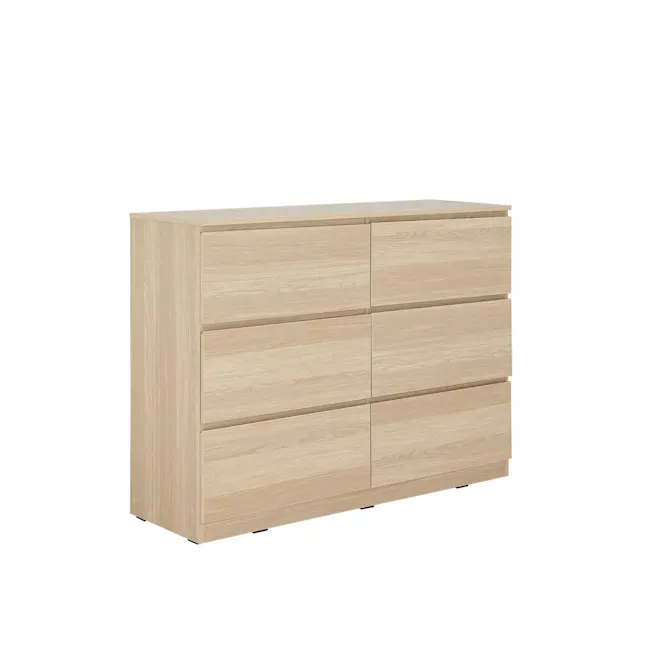 Veda 6 Drawer Chest 1.2m - Oak - 1 - Light wood, light wood finish, natural wood, minimalist, modern, contemporary, sleek