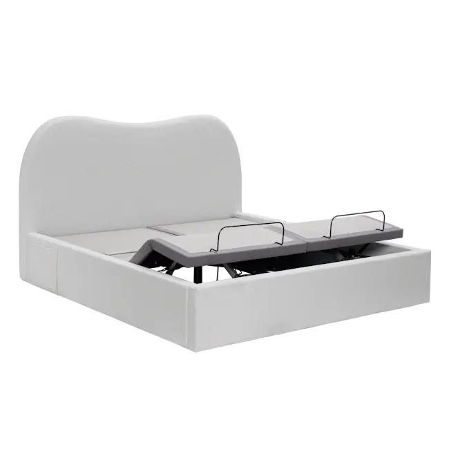 Lyra Split King Adjustable Bed - Grey Boucle - 8